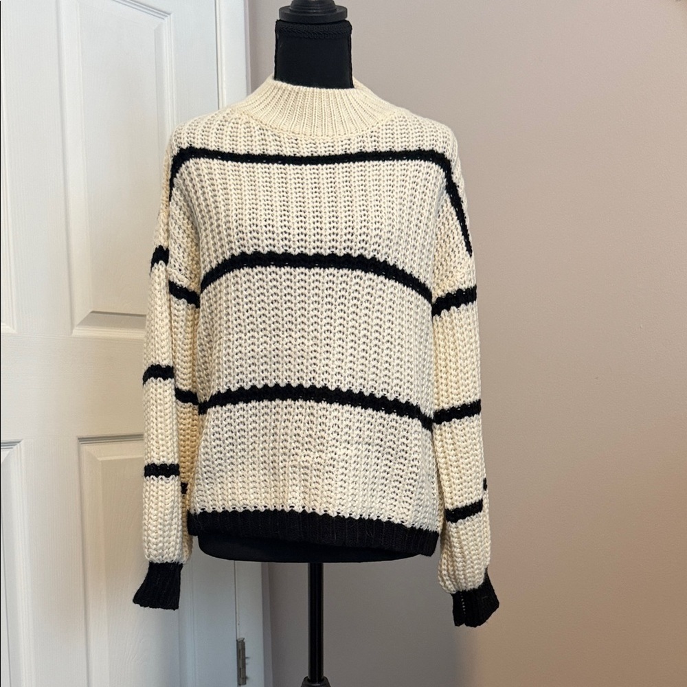 Striped Black and Cream Women's Sweater